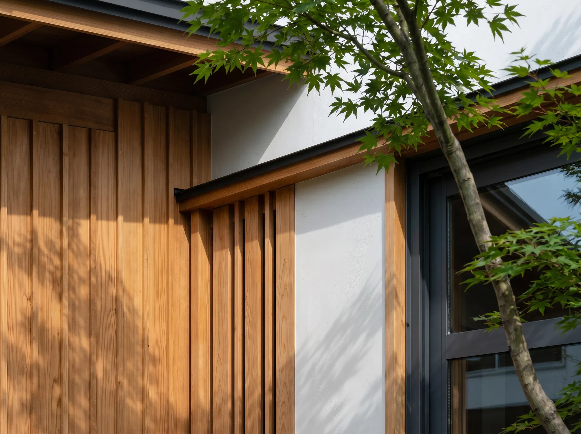 木格子と漆喰のディテール