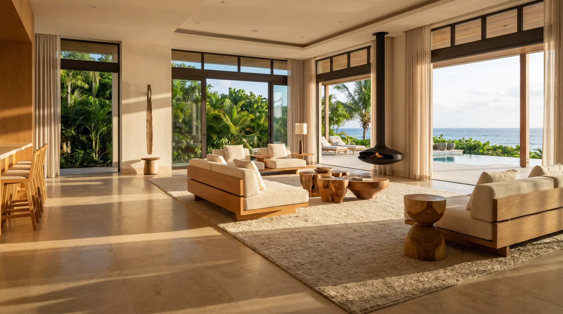 Luxury Caribbean villa with premium tile floors