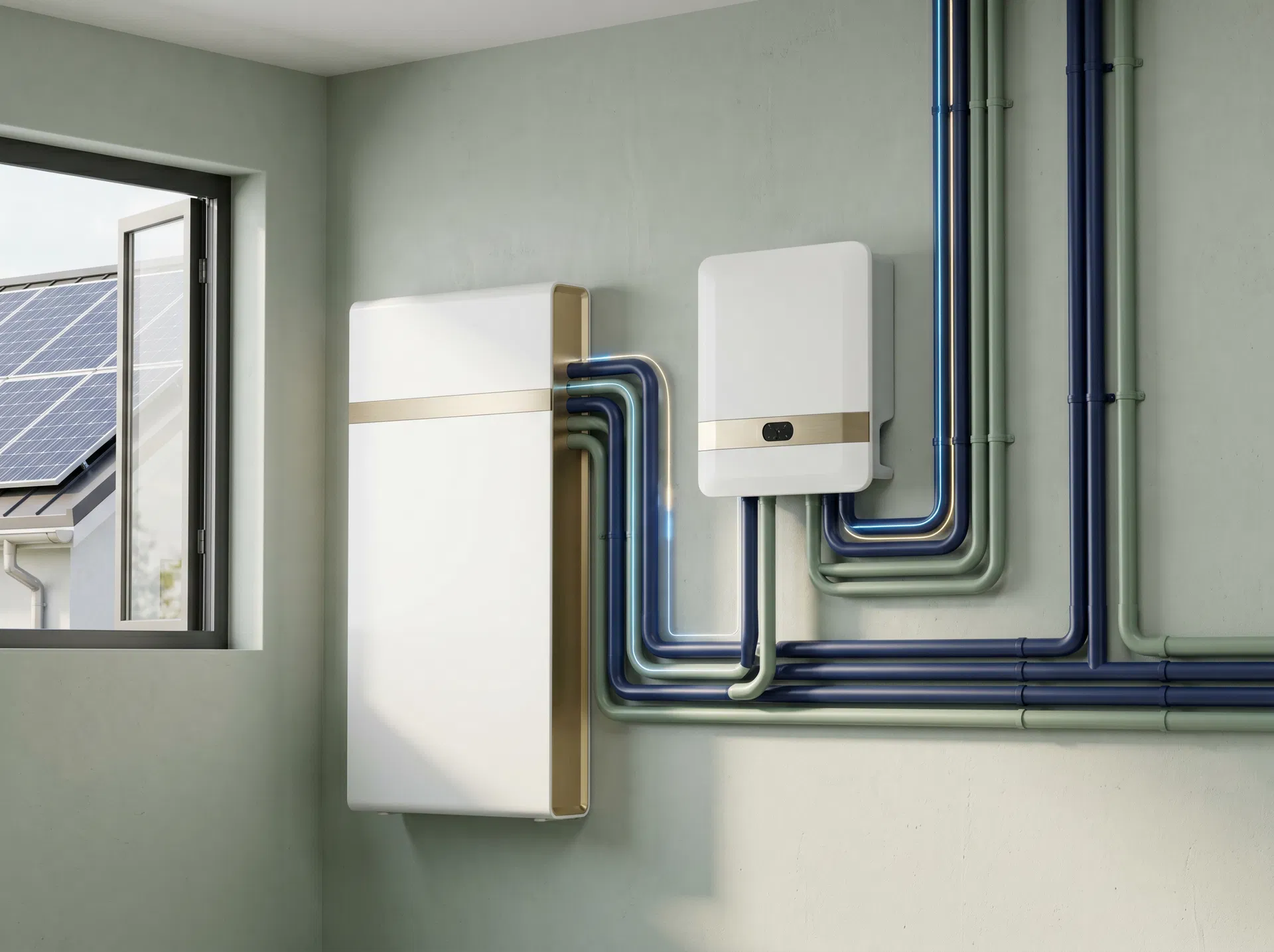 Installed home battery storage and solar inverter equipment