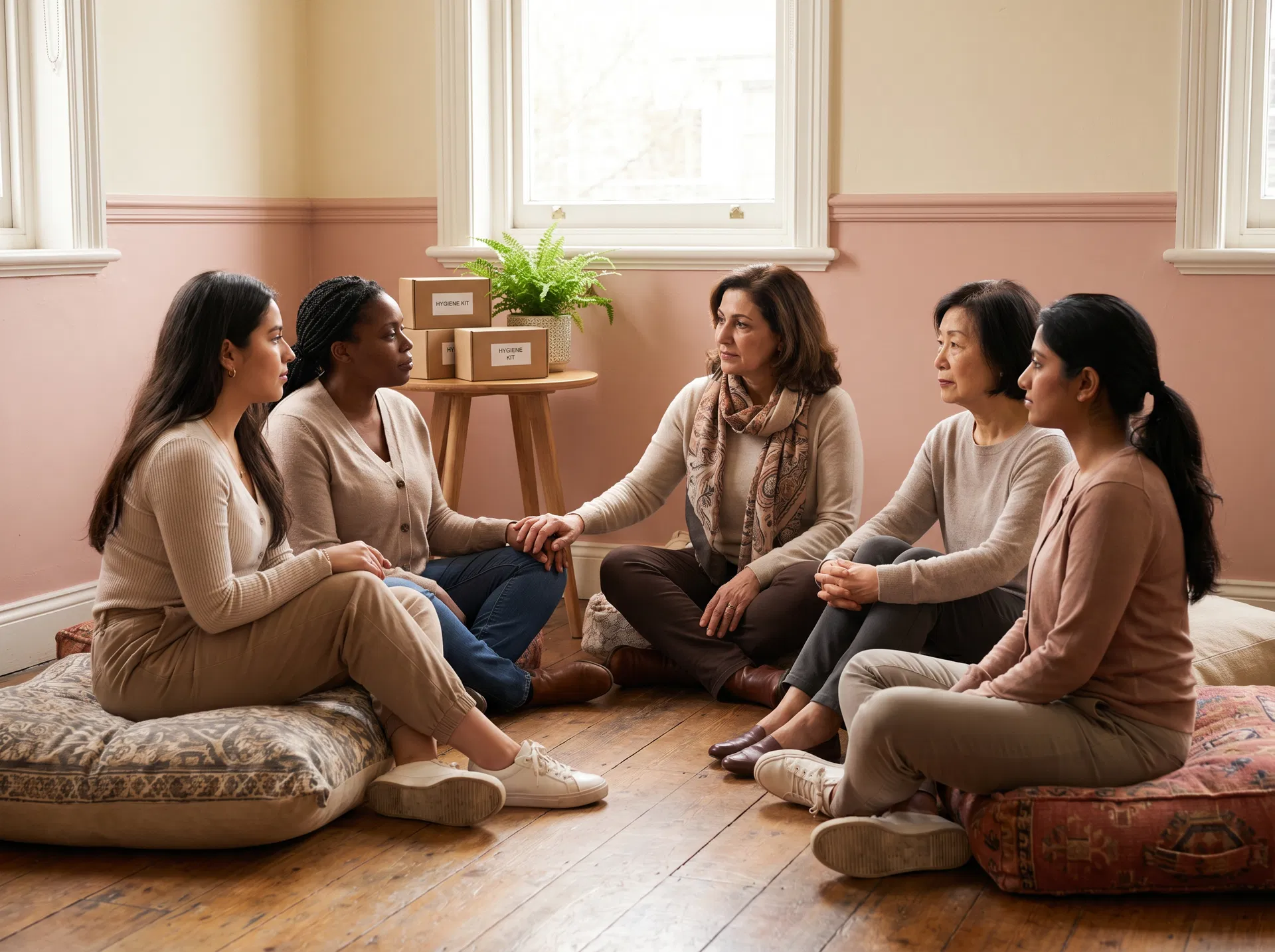 A circle of women supporting one another