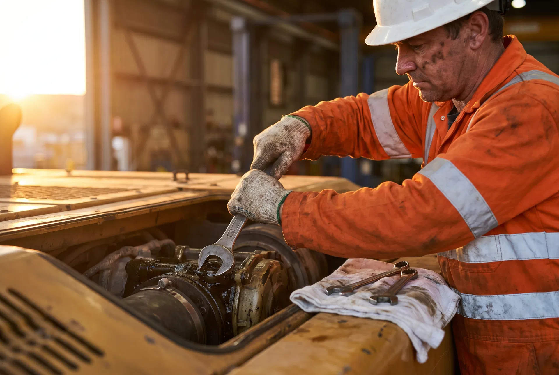 JHD Maintenance diesel mechanic working on mining equipment