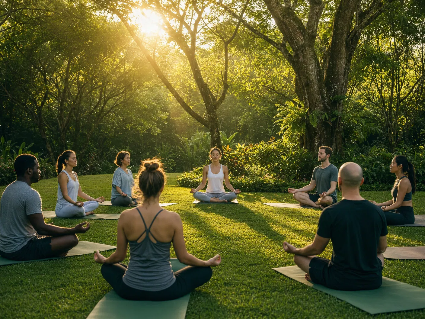 Group meditation and wellness therapy session