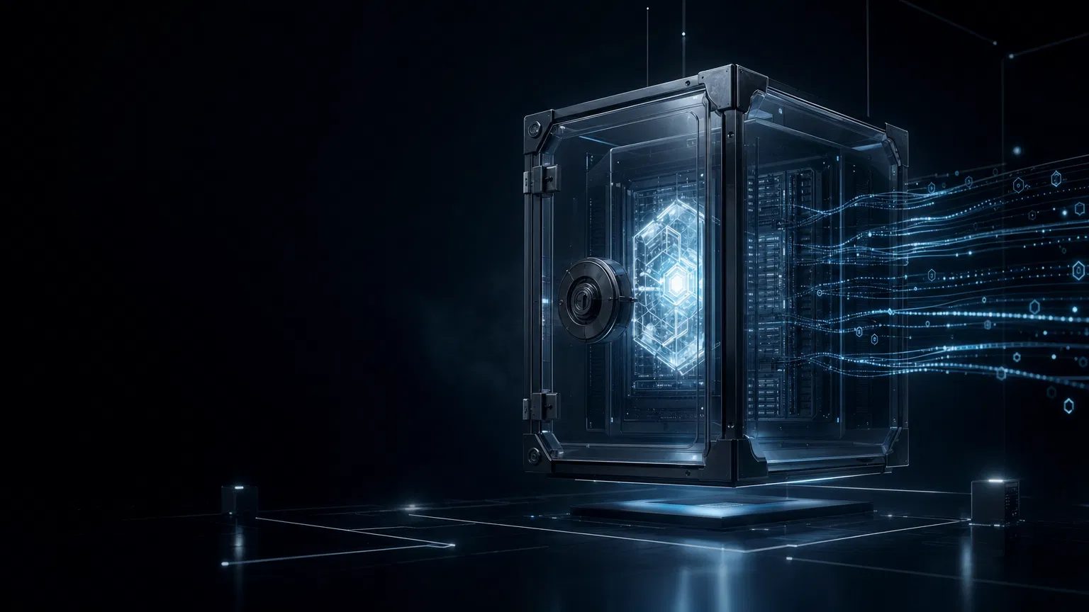 Abstract private AI vault protecting encrypted business data