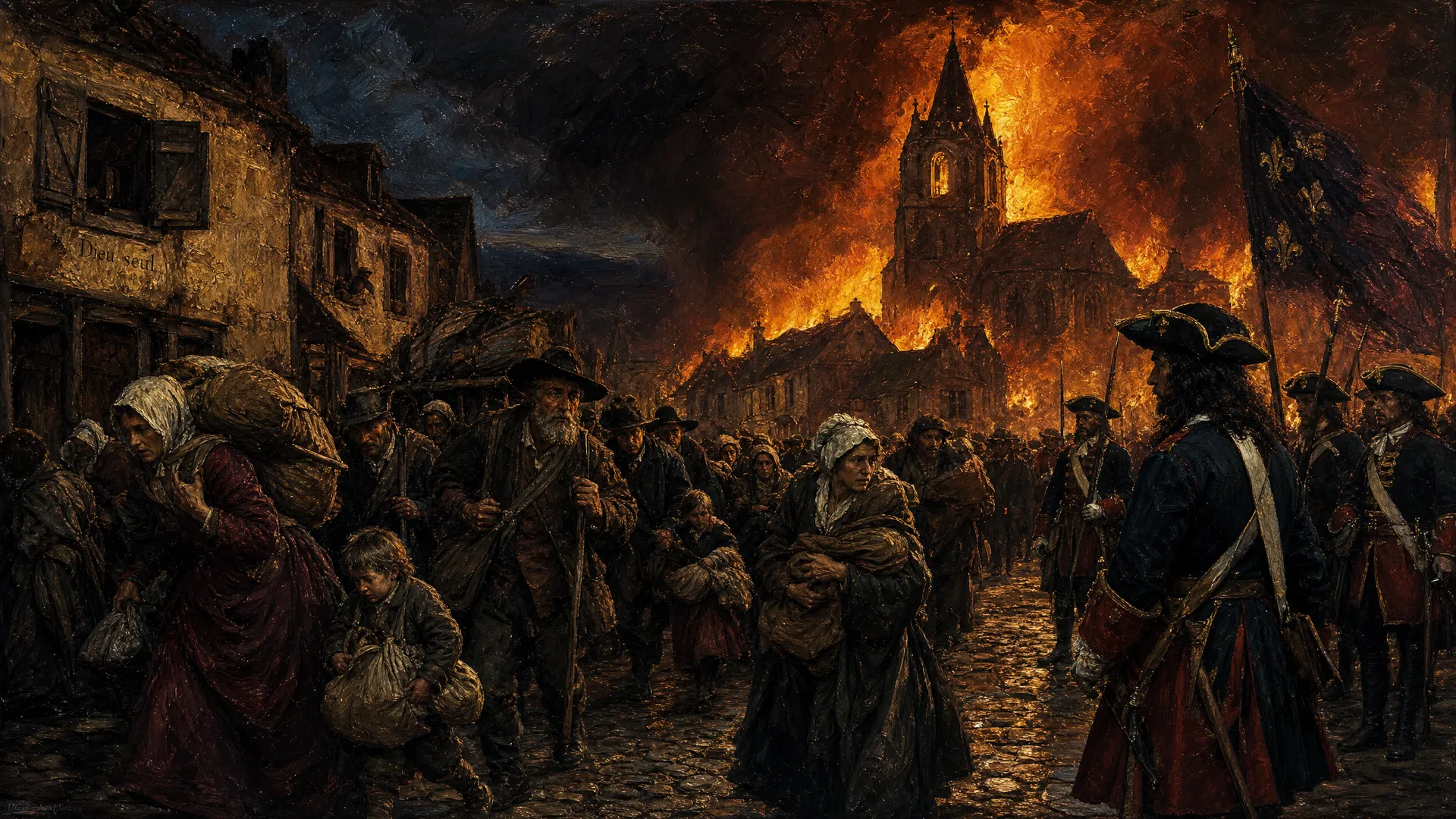Huguenots being forced from their homes