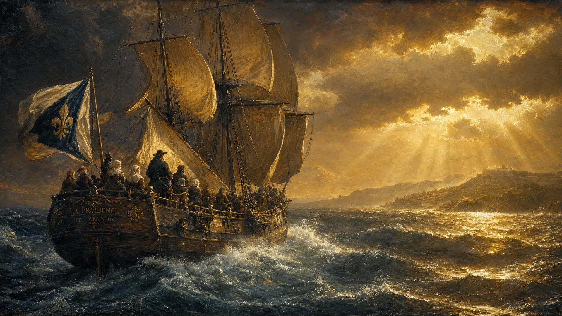 A Huguenot ship crossing the Atlantic