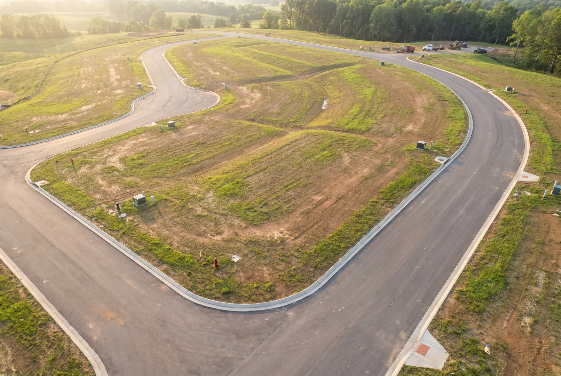 Finished residential lots ready for builders