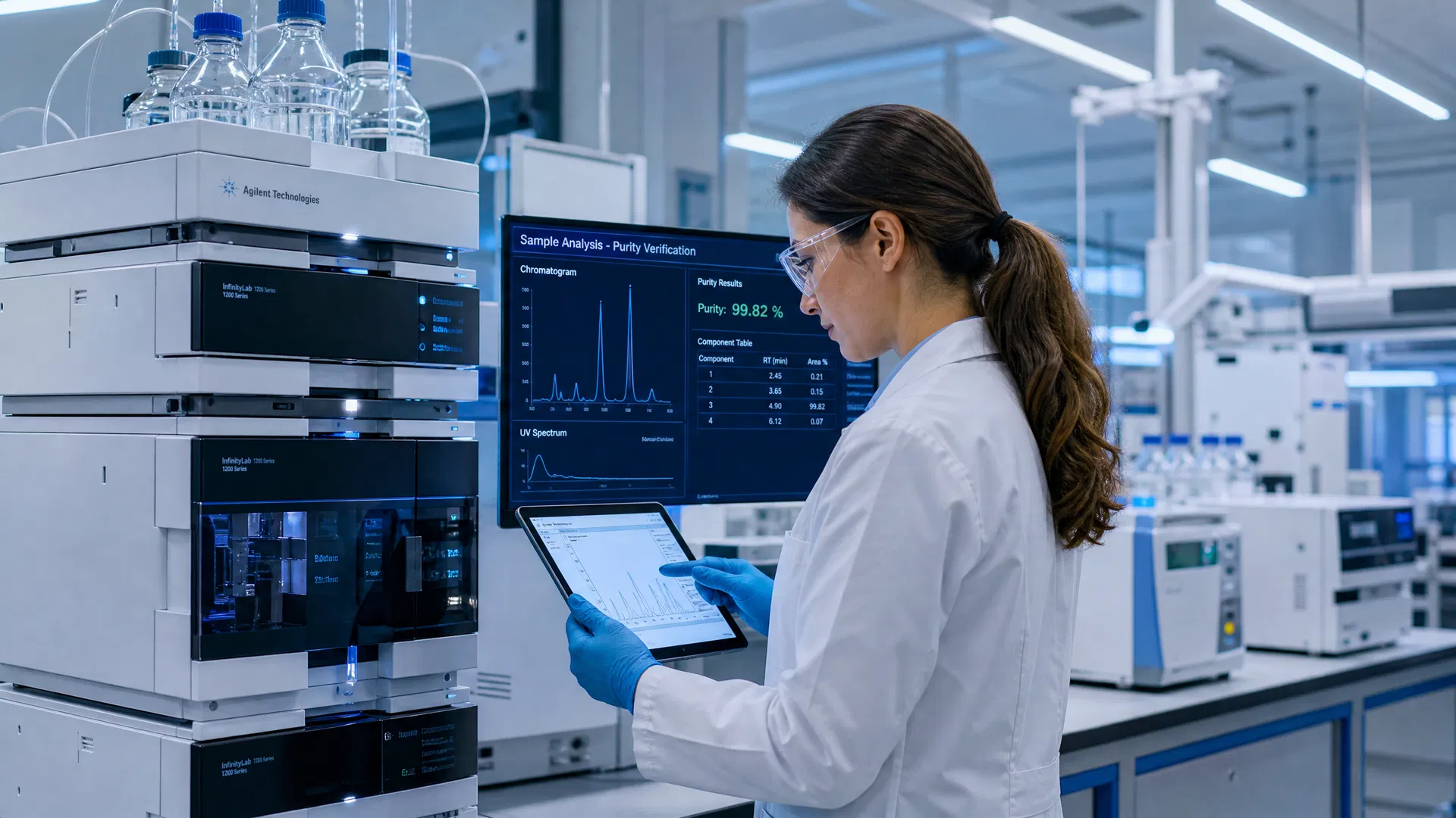 HPLC analytical equipment with purity verification data