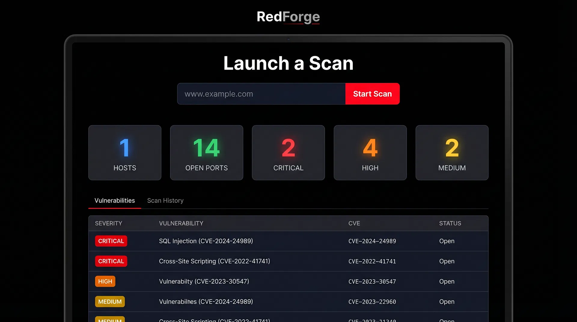 RedForge scanner interface