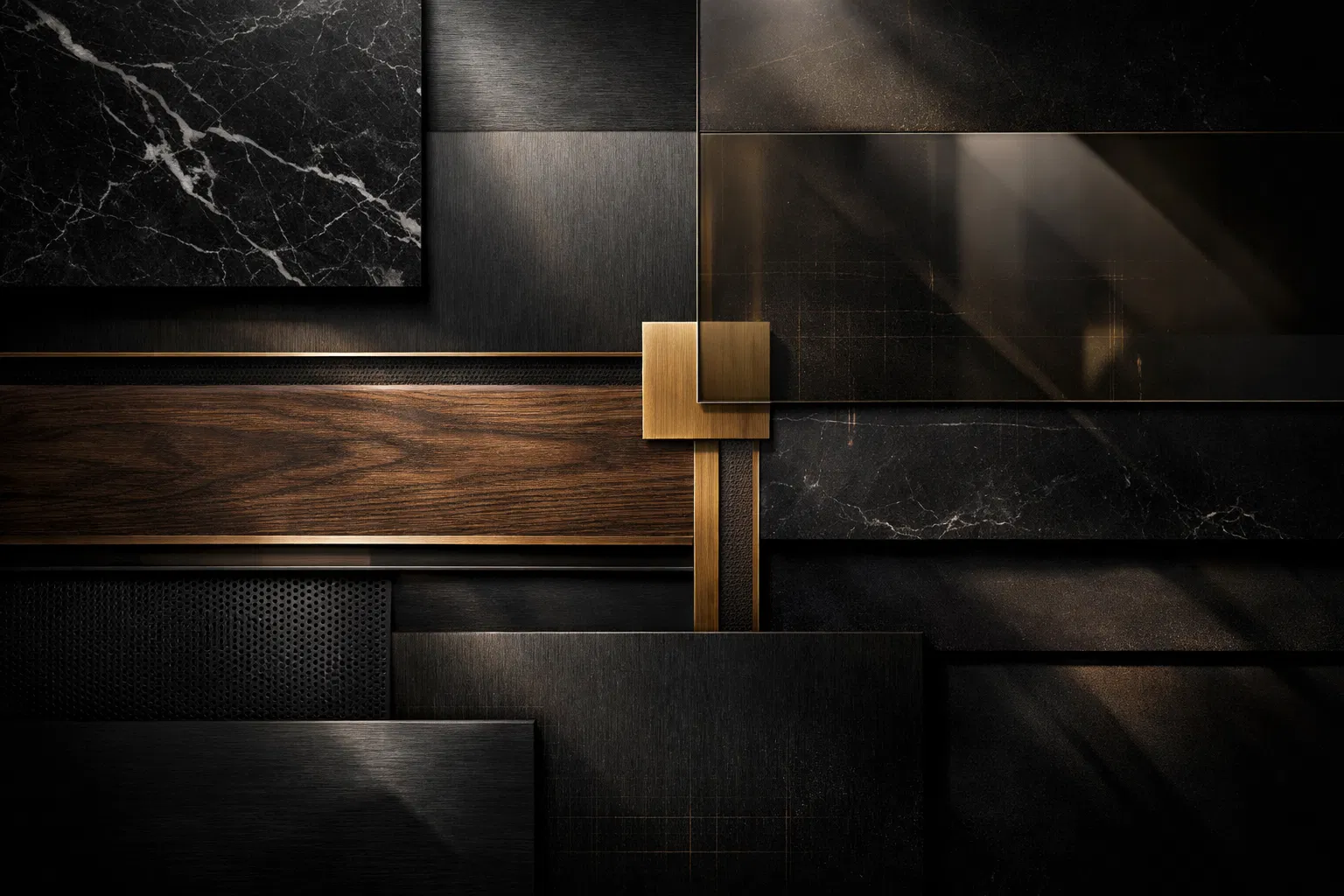 Moodboard materico nero e bronzo