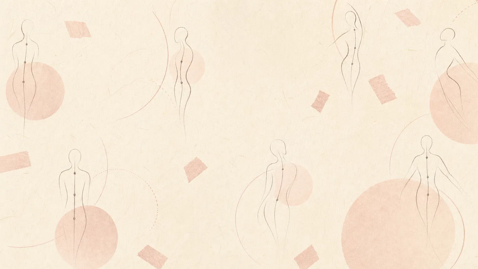 身体の軸とピンクテープをモチーフにした背景パターン