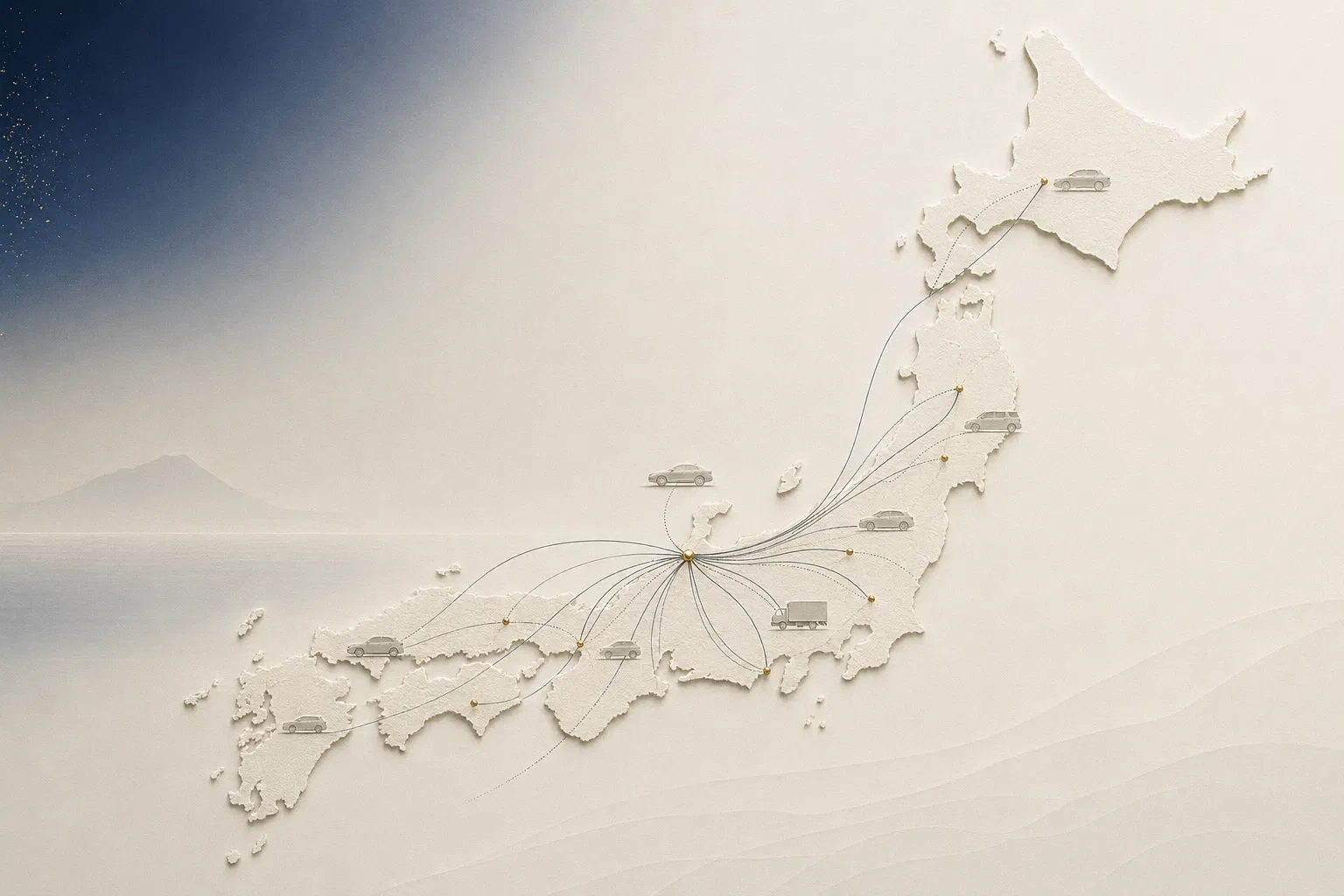 金沢から全国へ車両を届けるイメージマップ