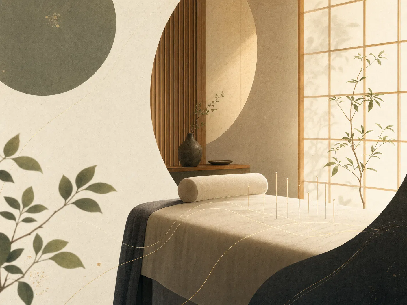 完全個室の静かな施術空間を表すイラスト