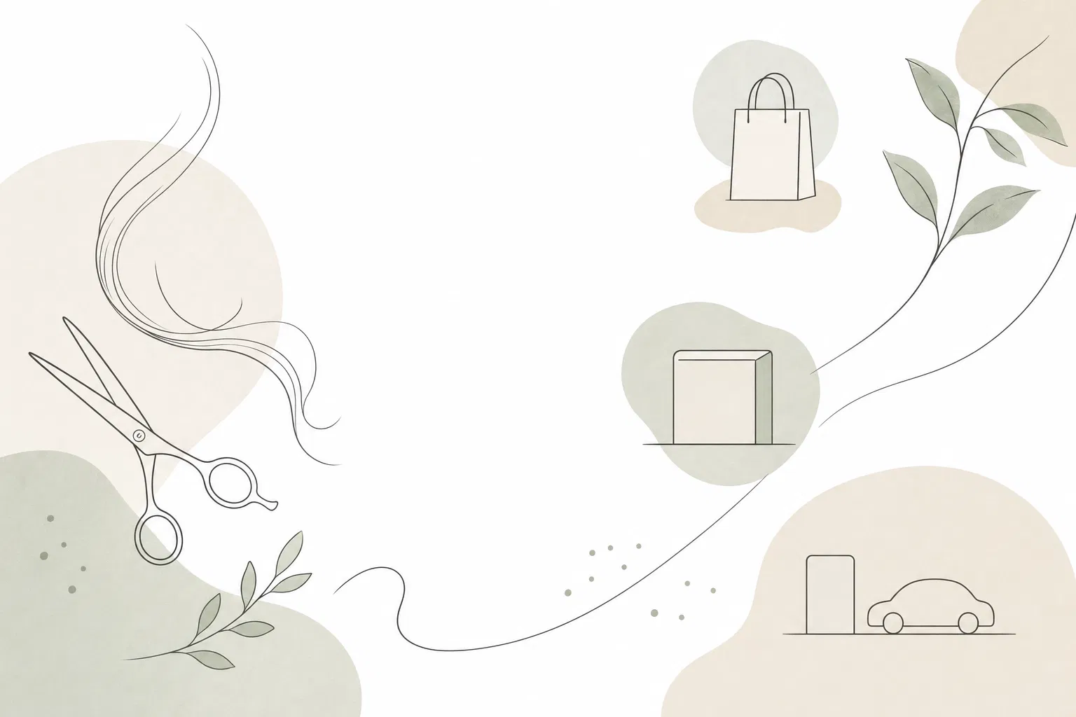 美容室への来店とアクセスを表す線画