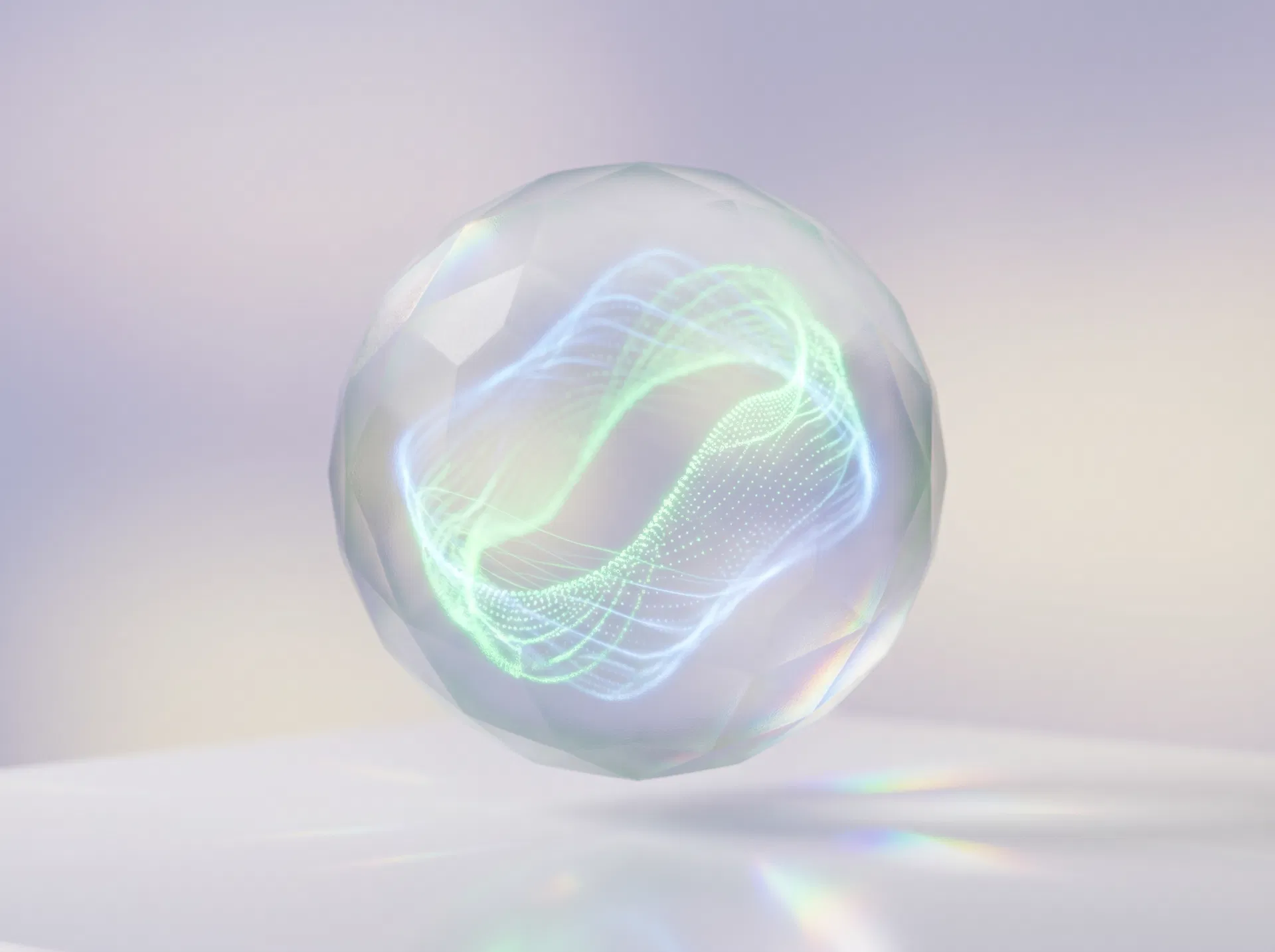 Glass sphere with spectral waveform