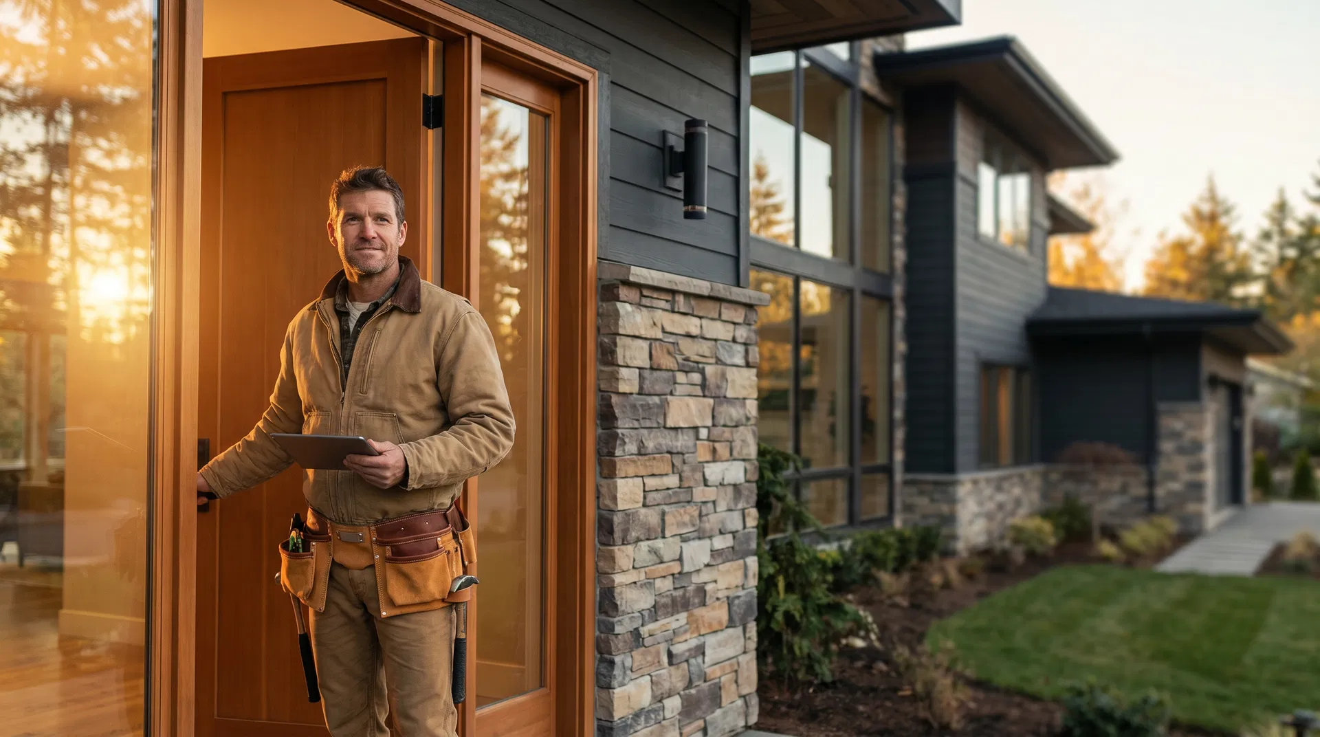 Residential home exterior where contractors arrive for service jobs