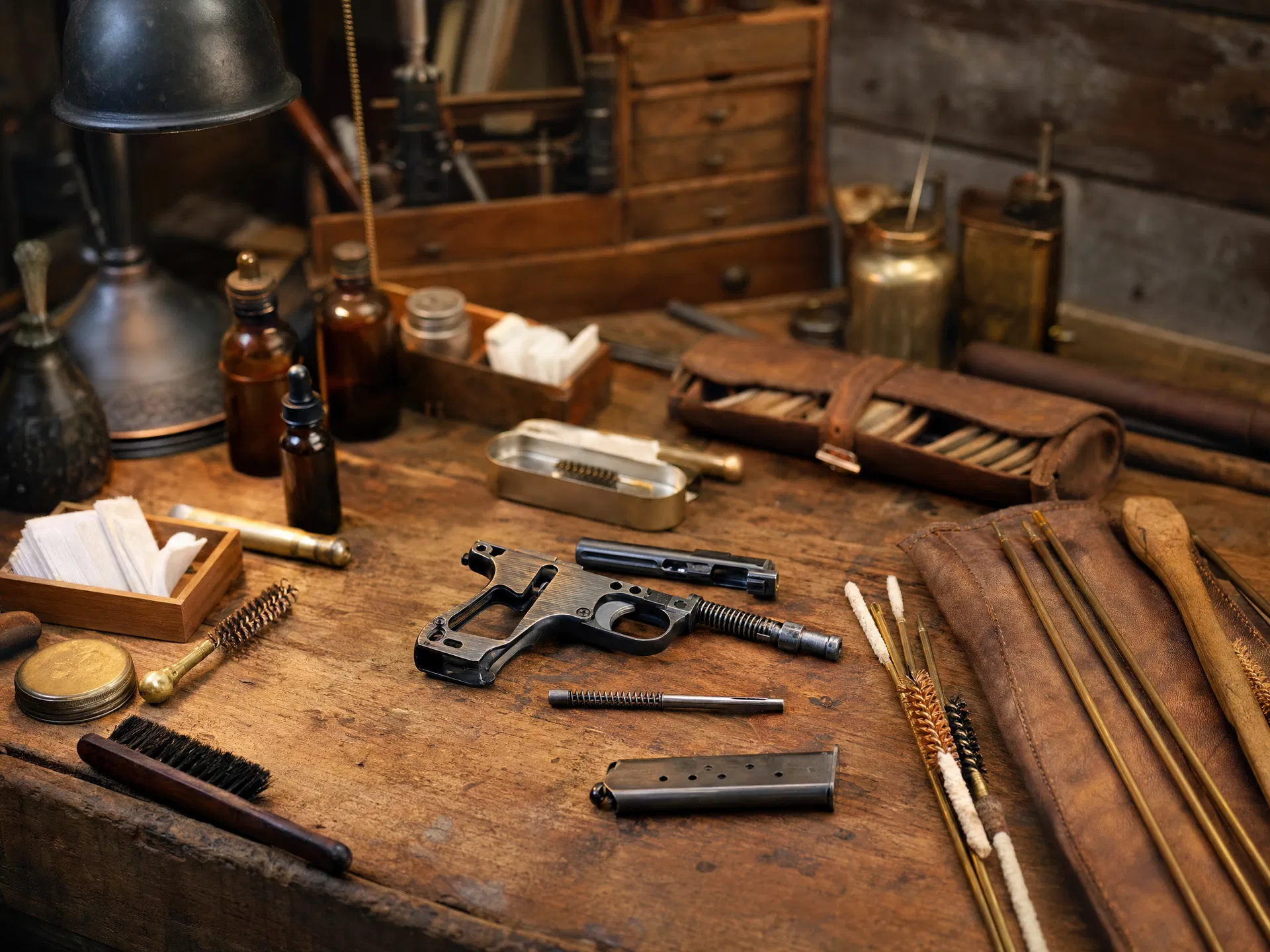Gun cleaning and maintenance workbench