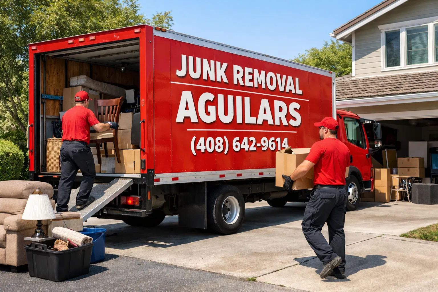 Aguilars Hauling junk removal truck San Jose