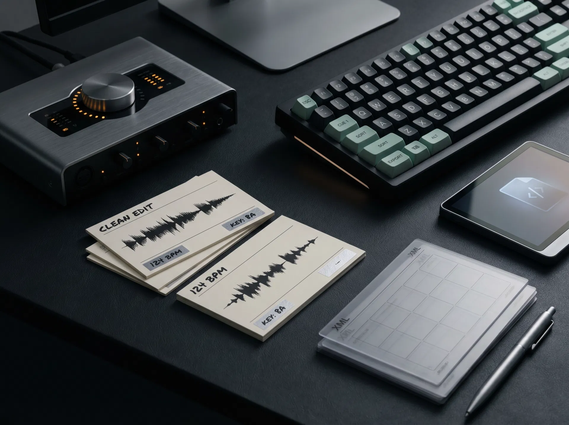 Desk setup representing metadata cleanup and music library organization