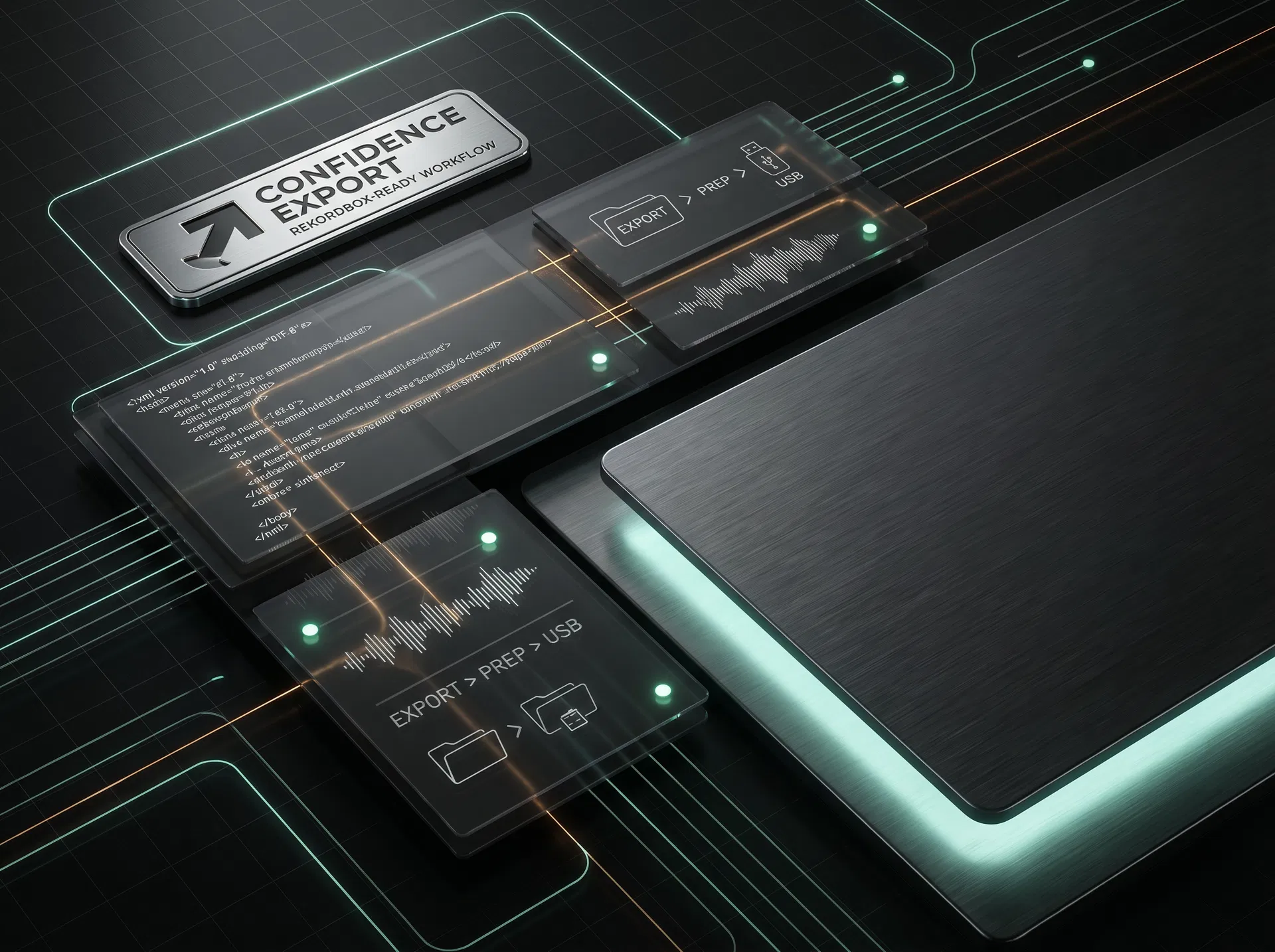 Editorial graphic representing confident XML export workflow