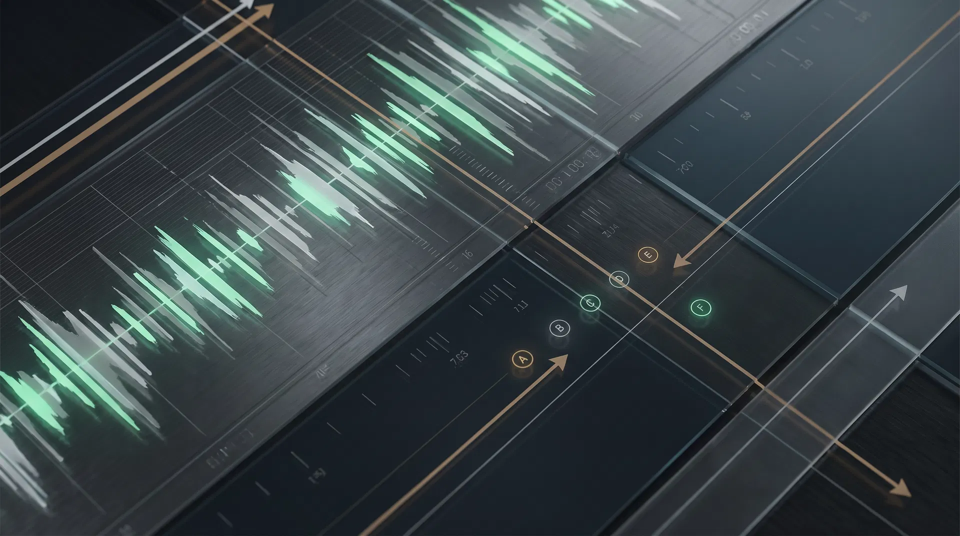 Abstract waveform and beat-grid illustration