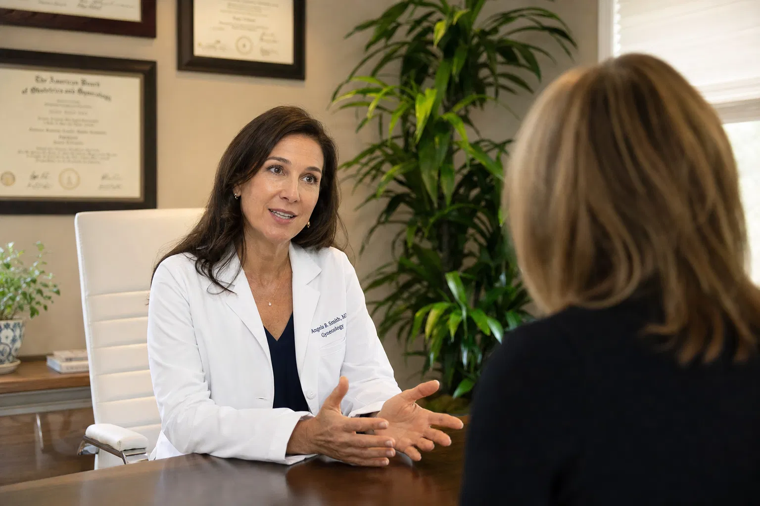 Dr. Mercer consulting with a patient