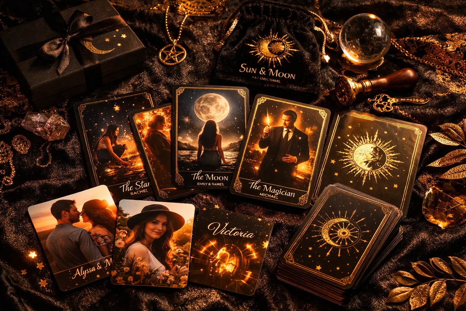 Personalized tarot cards and laminated art collection