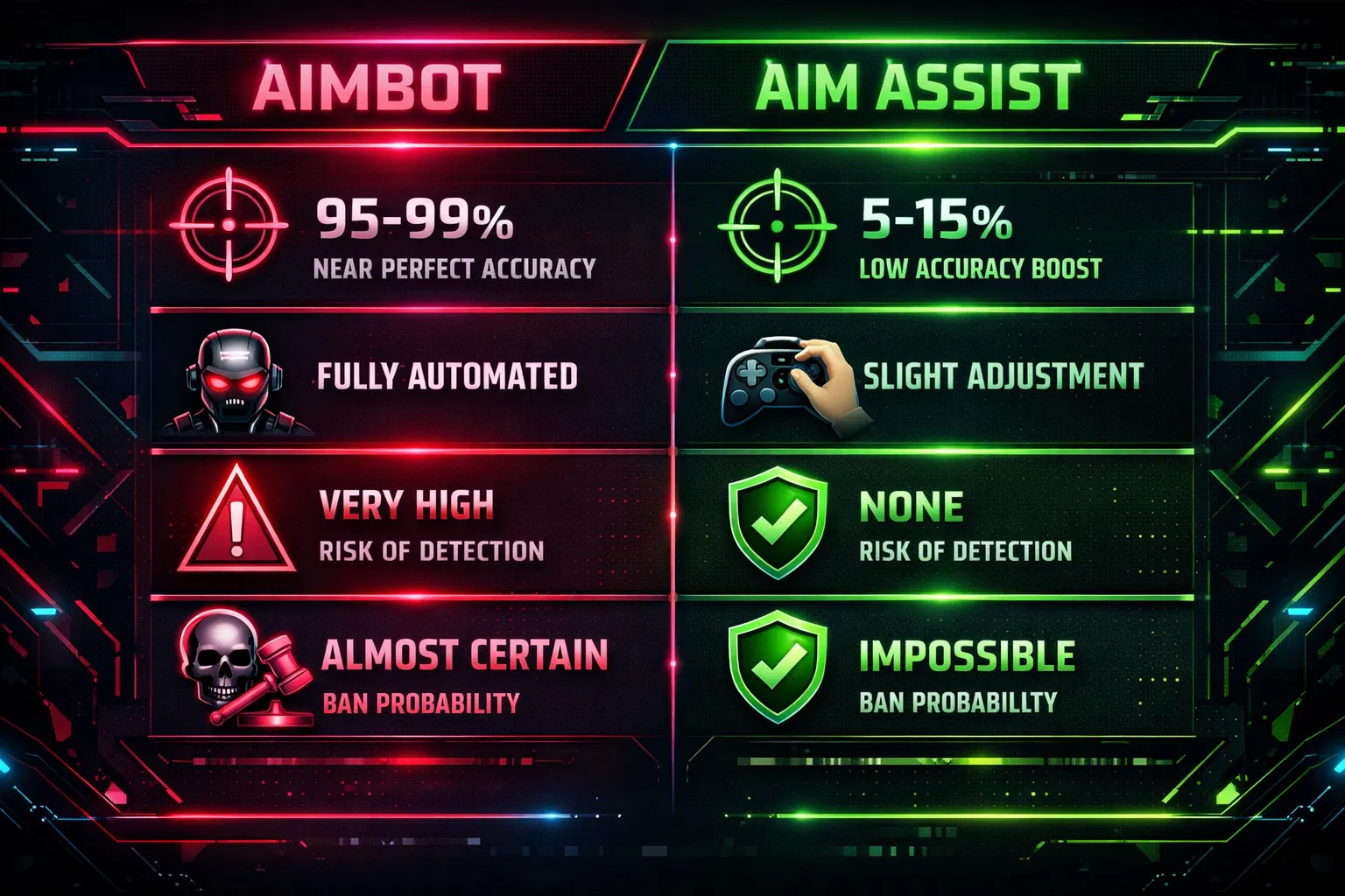 aimbot vs aim assist comparison chart