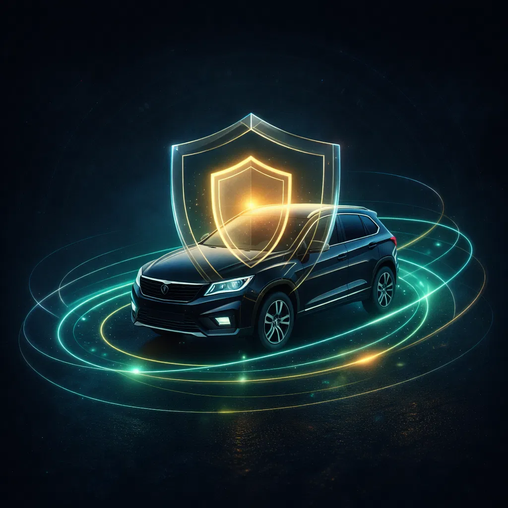 Veículo protegido por sinal e escudo digital