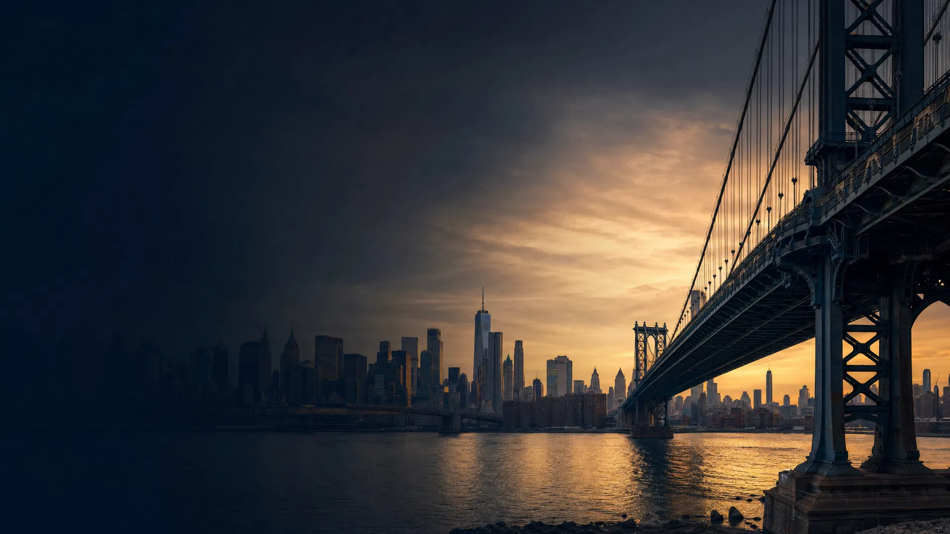 Manhattan Bridge view toward the Lower Manhattan skyline