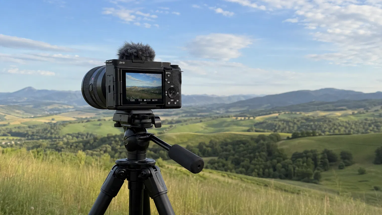 Sony ZVE1 Camera Setup Filming Landscape