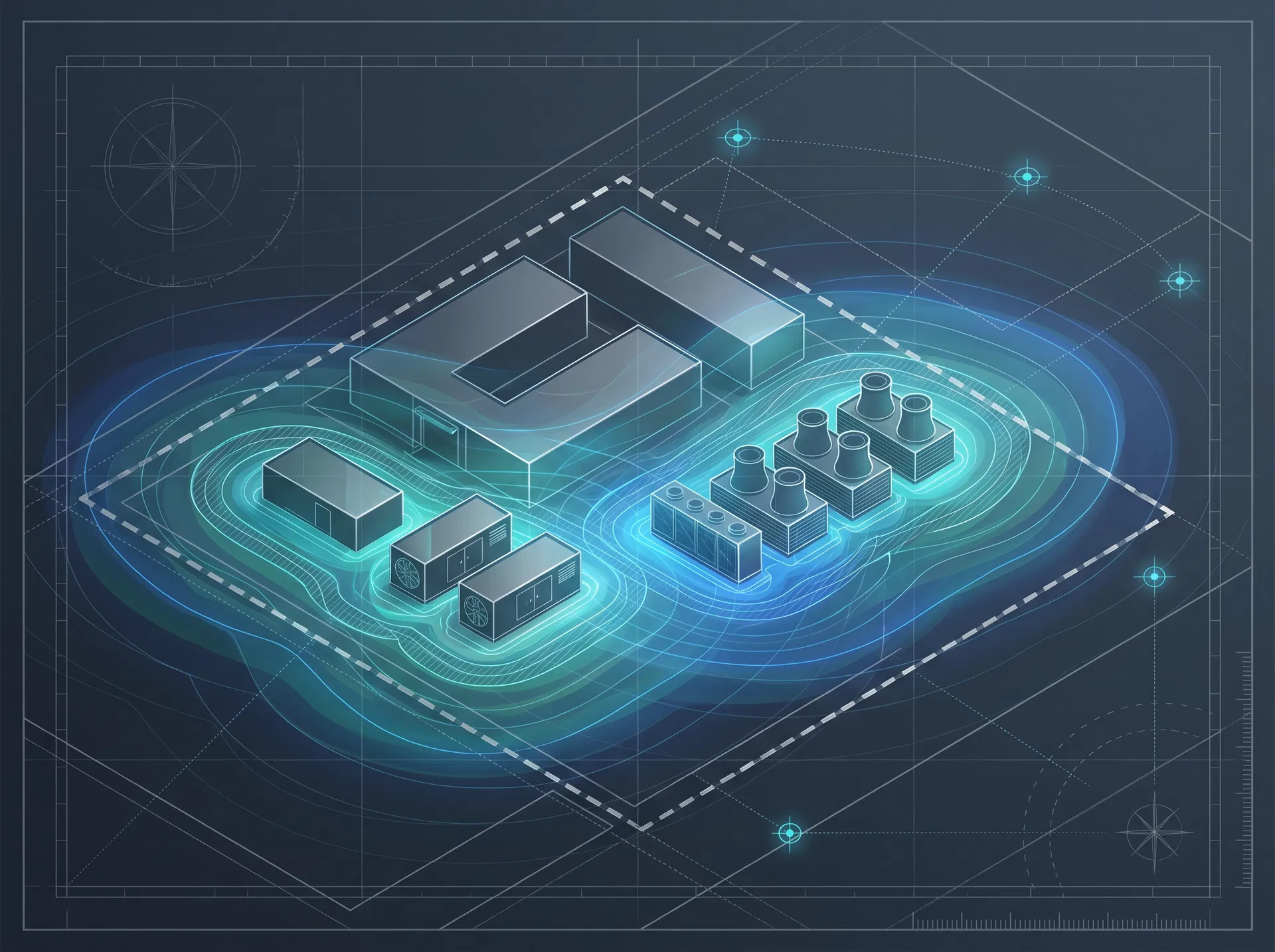 Illustrated acoustic model for a data center site