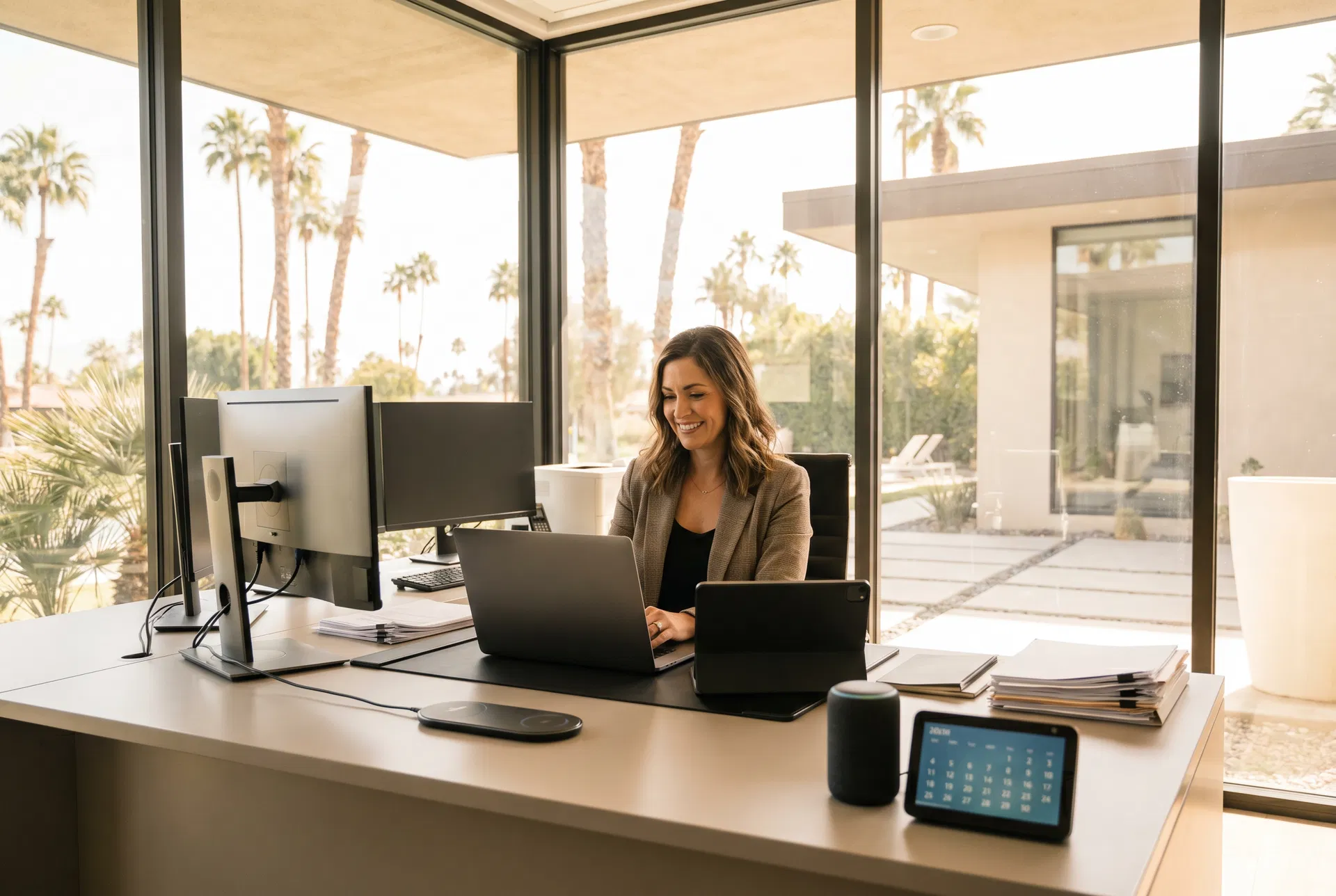 Property manager working in modern office