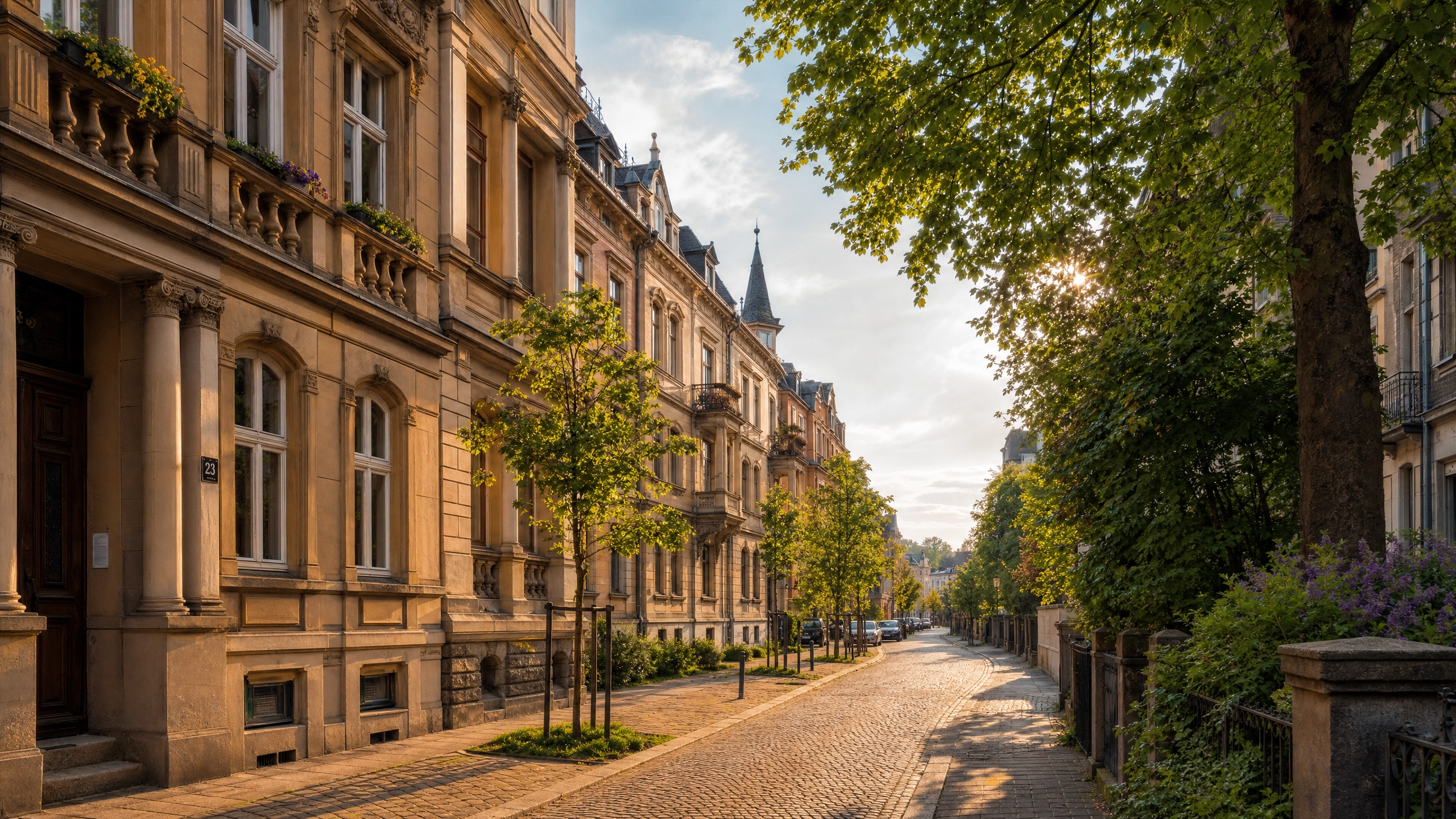 Historische Gr&uuml;nderzeit-Wohnstrasse in Zittau