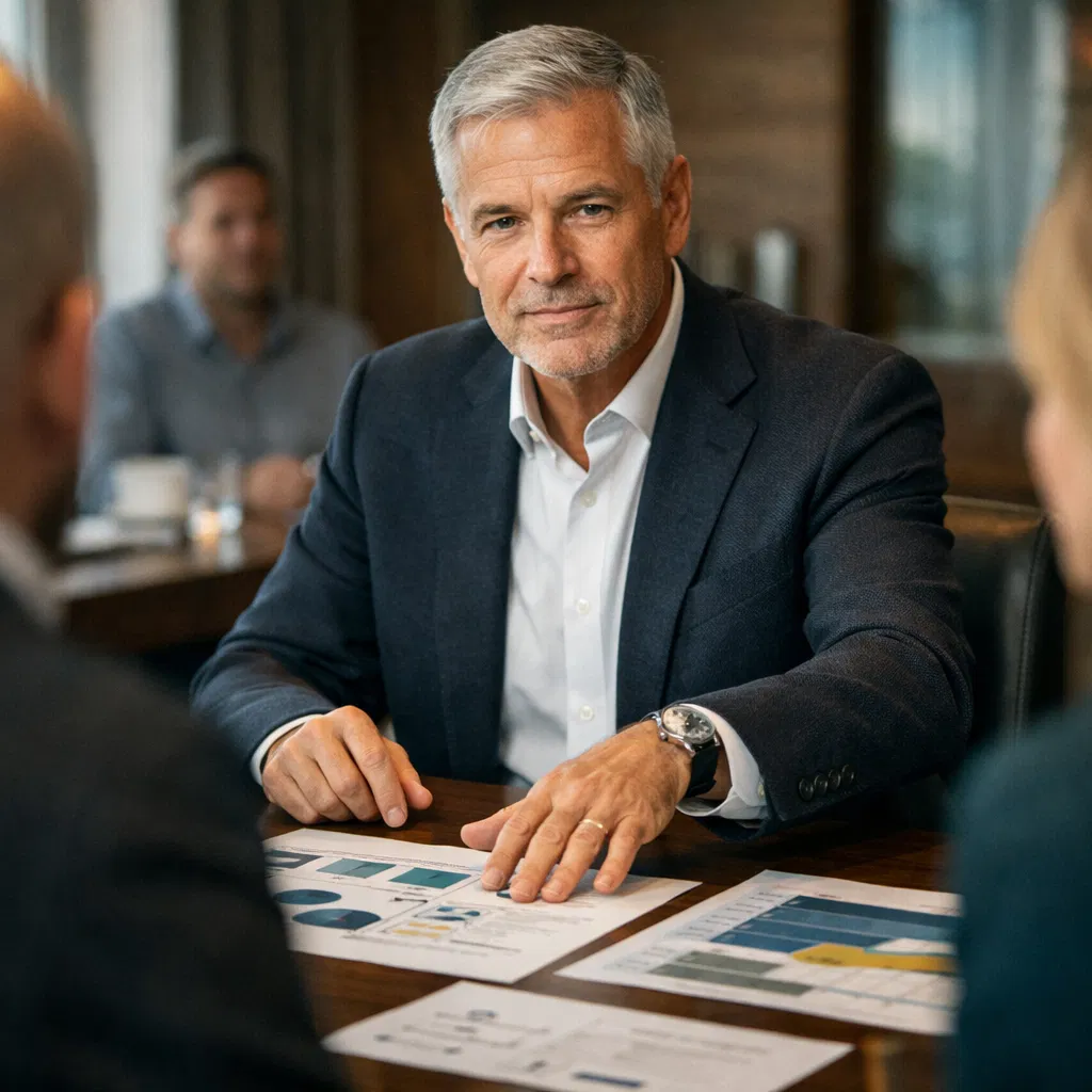 Experienced transformation practitioner in discussion with a client