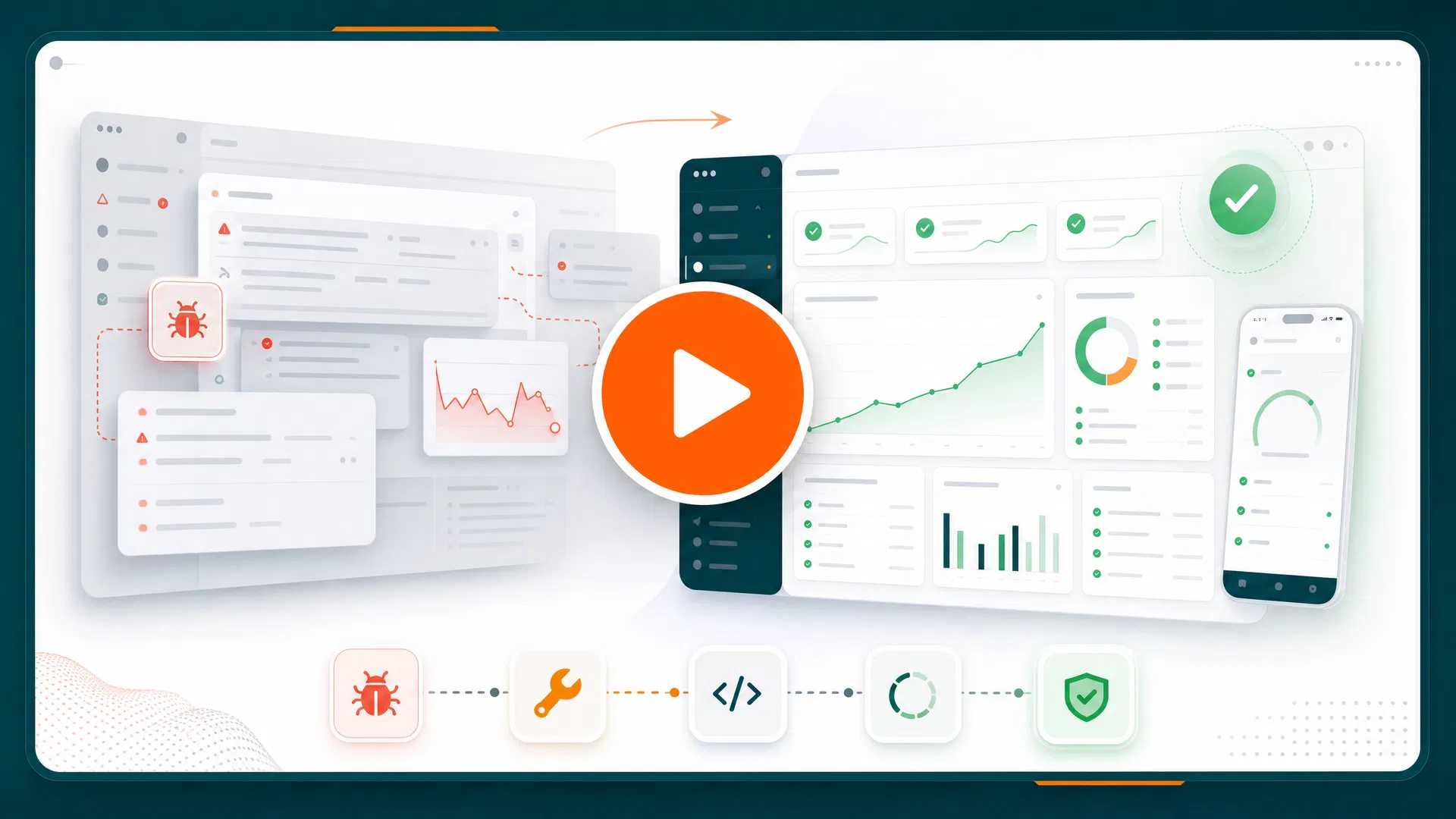 Reserved VSL video space showing product stabilization dashboards