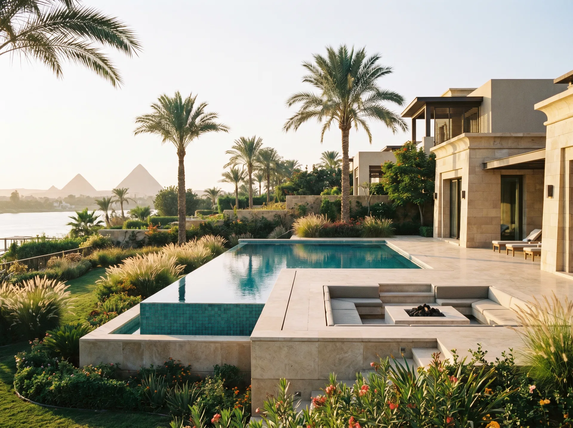 الشلالات وحمامات السباحة