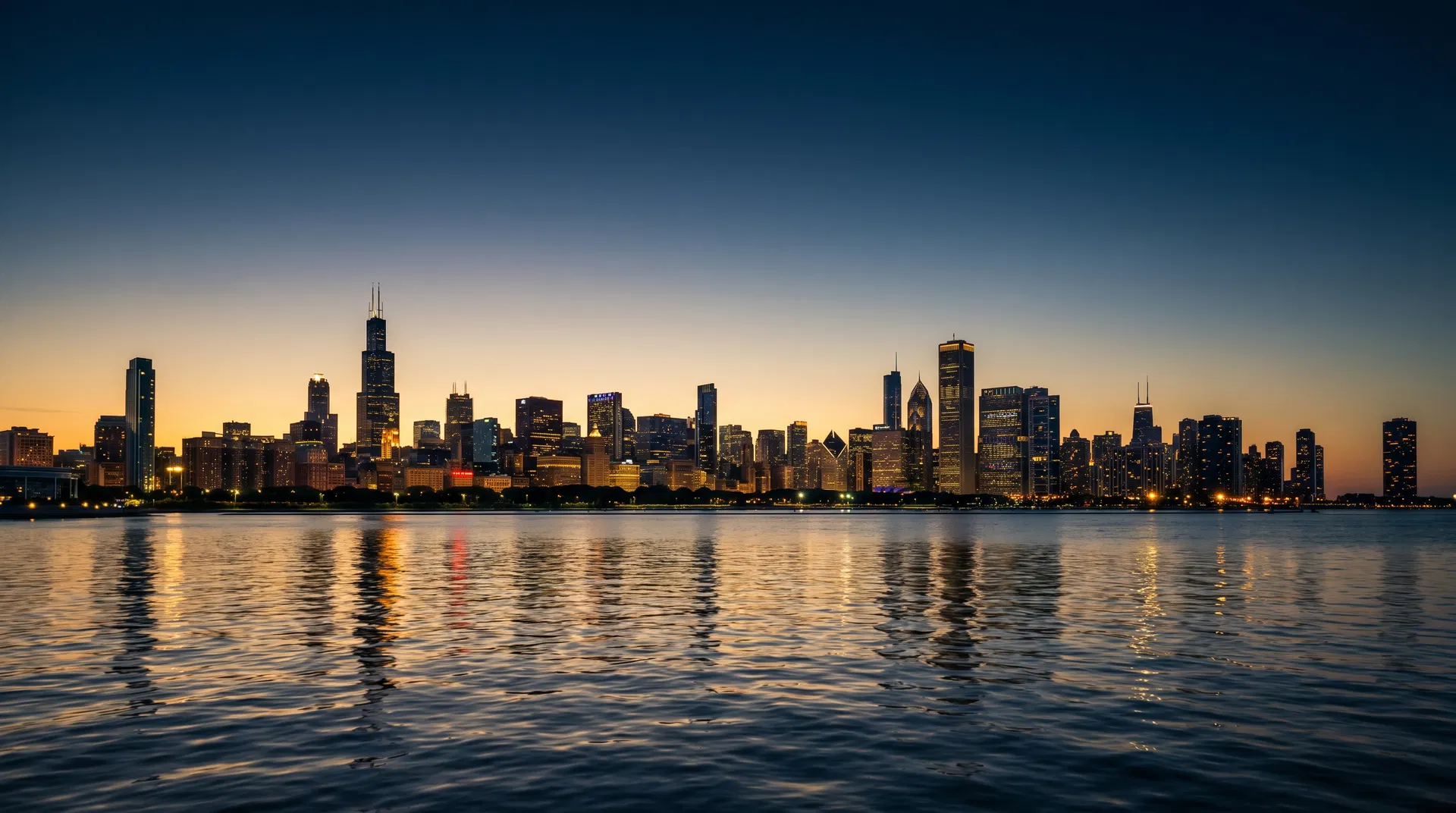 Chicago skyline at dusk