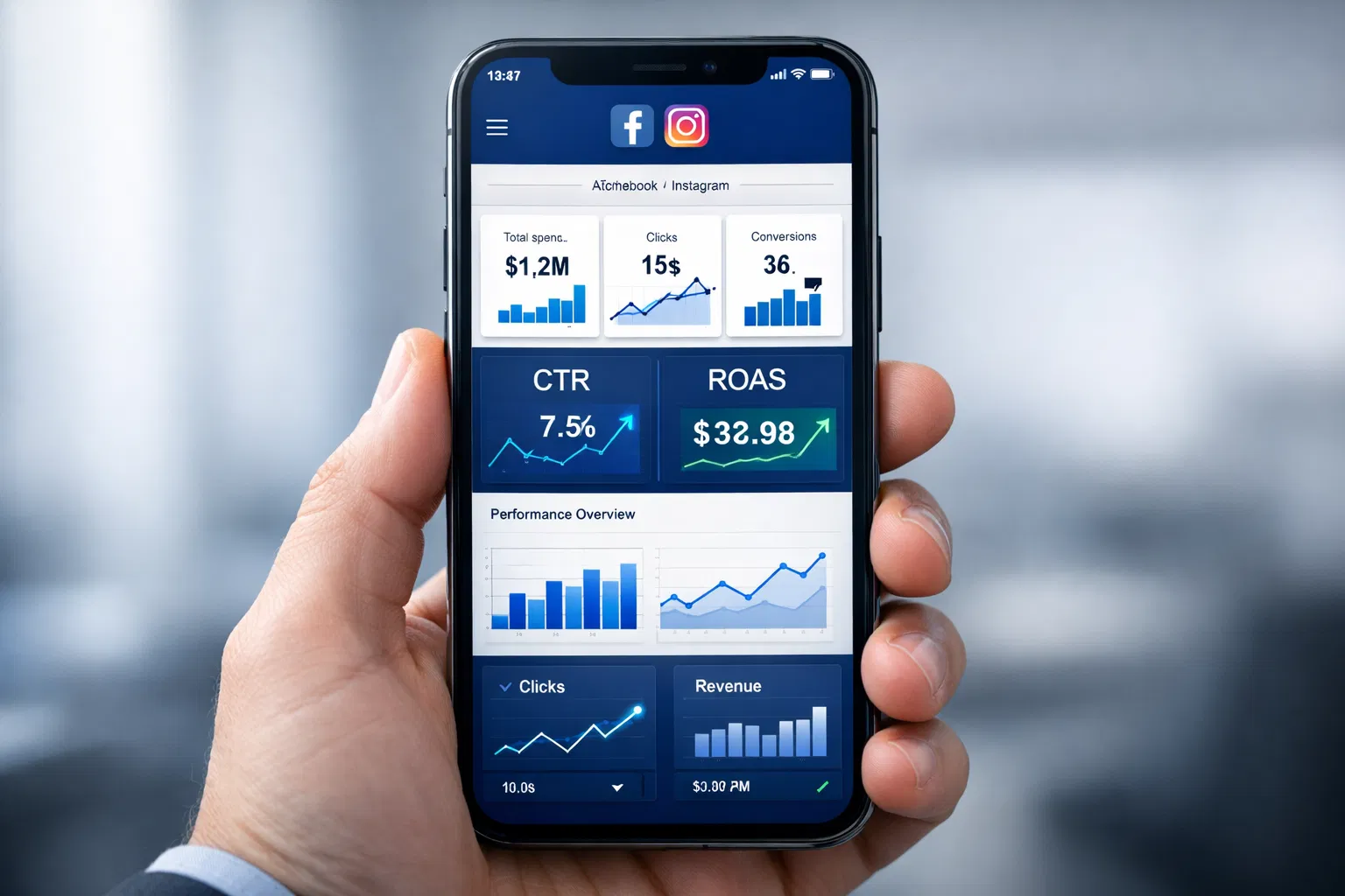 Facebook and Instagram ad campaign dashboard