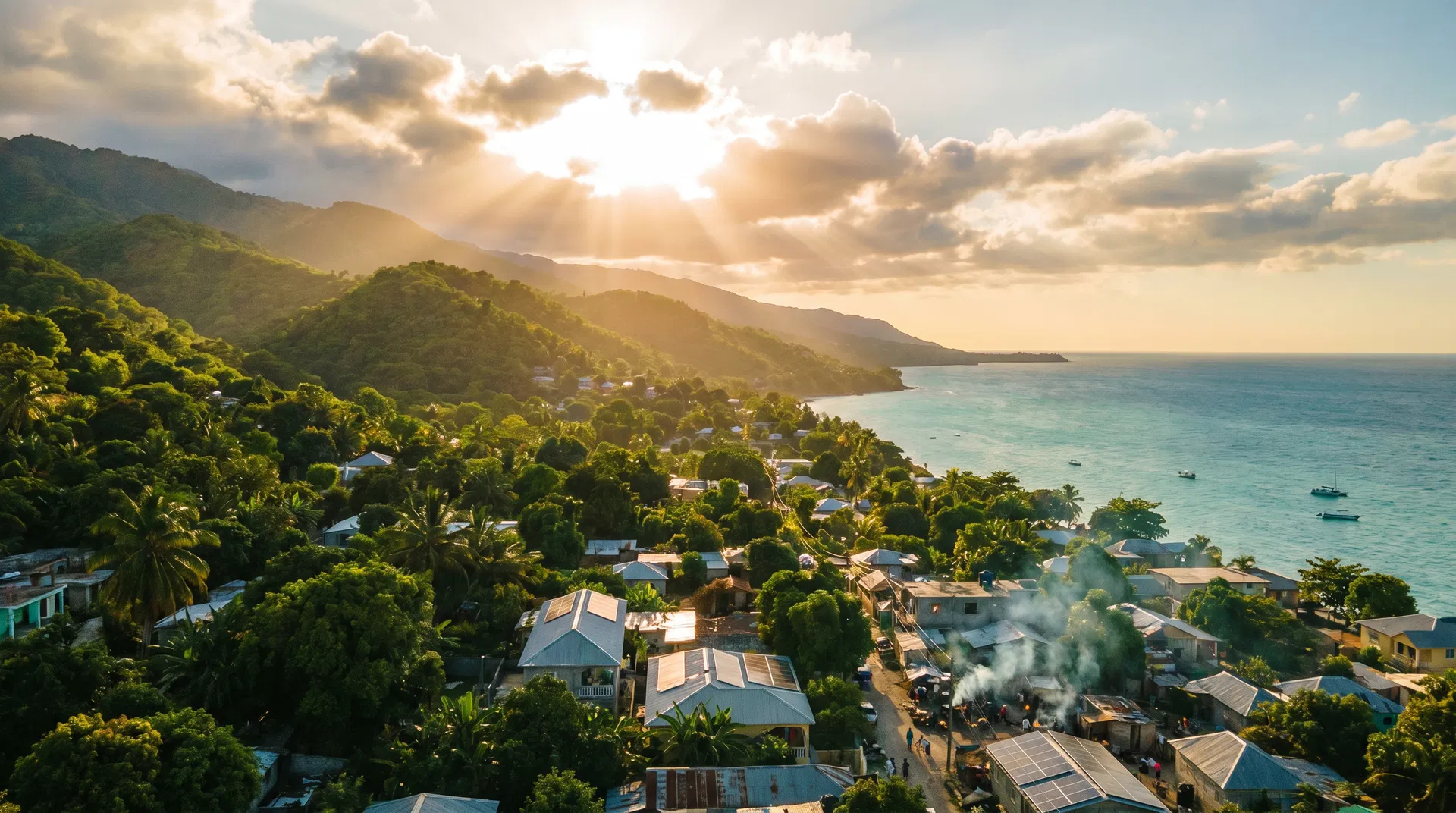 Haiti landscape with solar panels