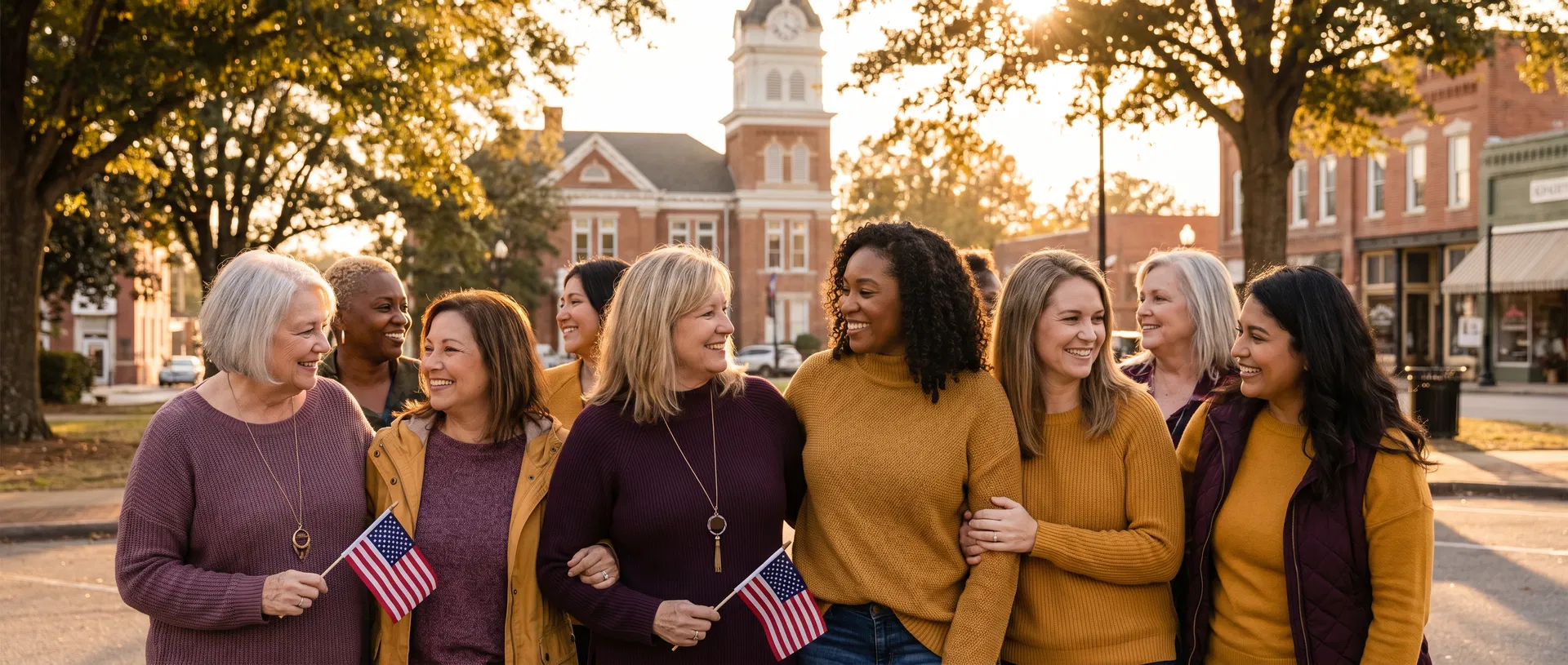 Women standing together in solidarity at a community gathering