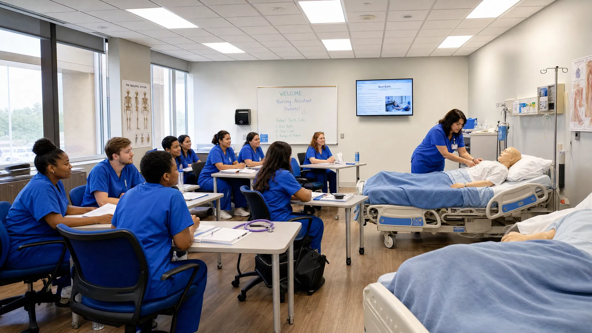 CNA students in hands-on training class at Universal Care Albuquerque