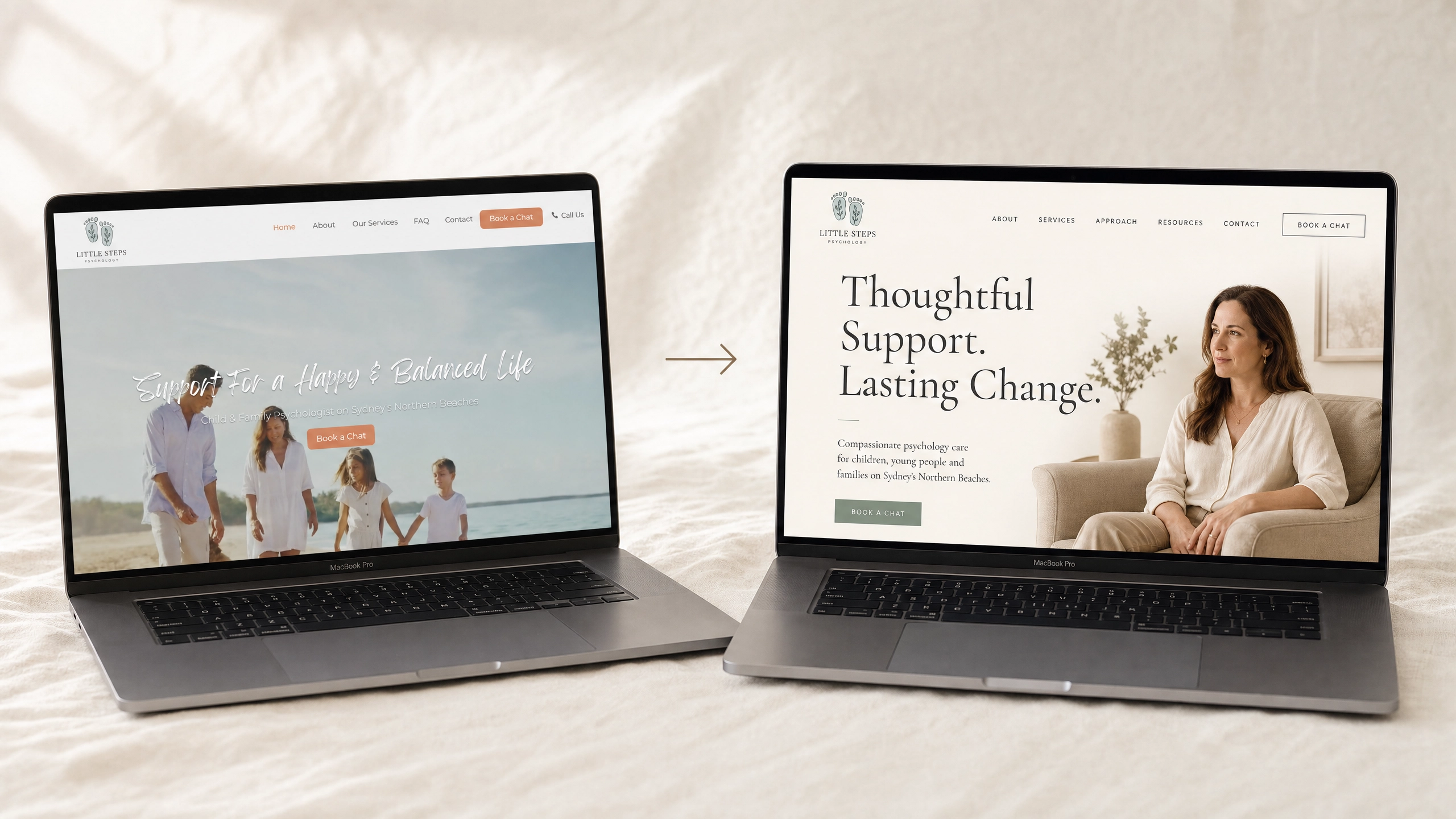 Before and after website comparison
