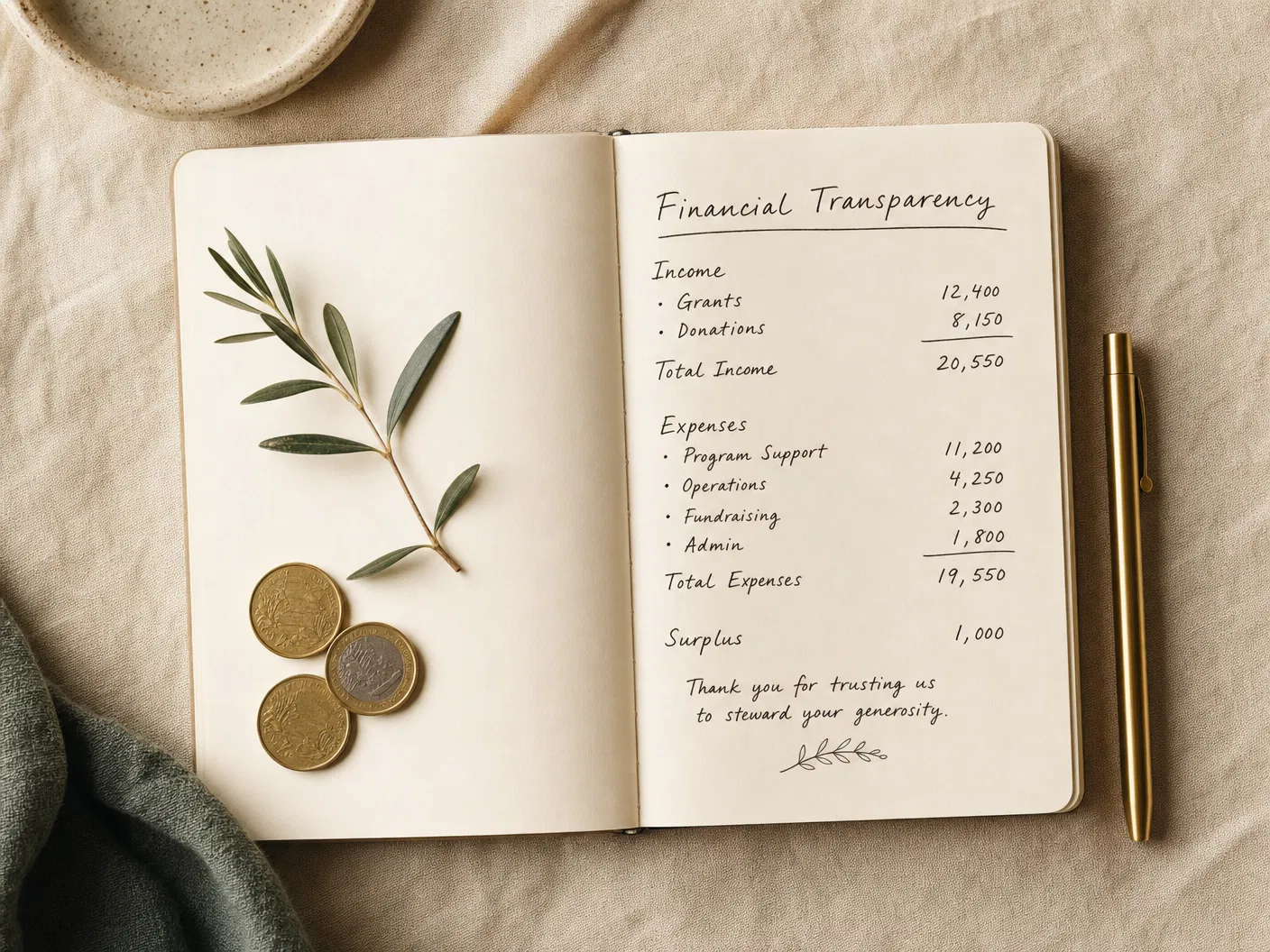 Financial transparency notebook
