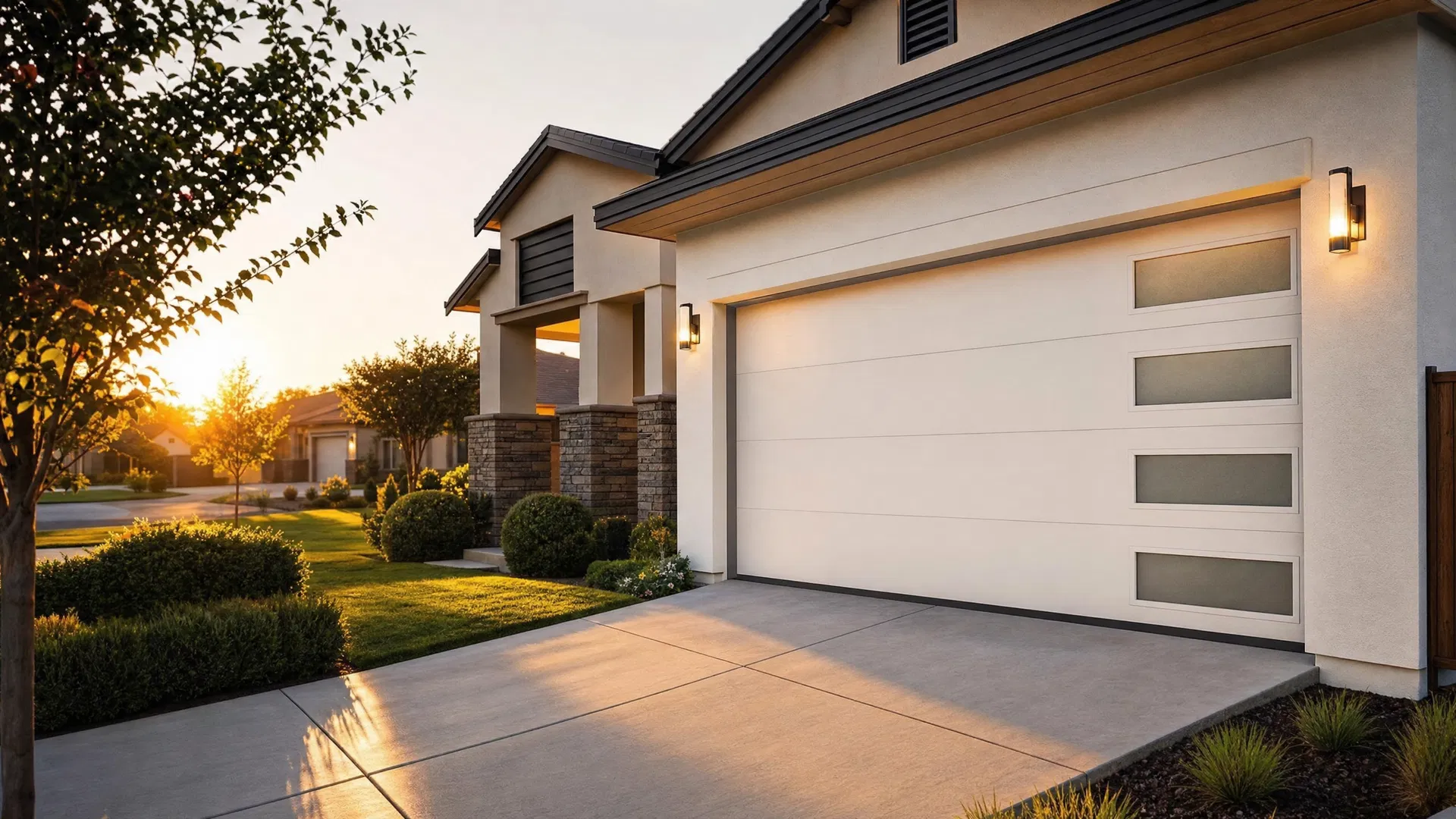 Modern home with premium garage door