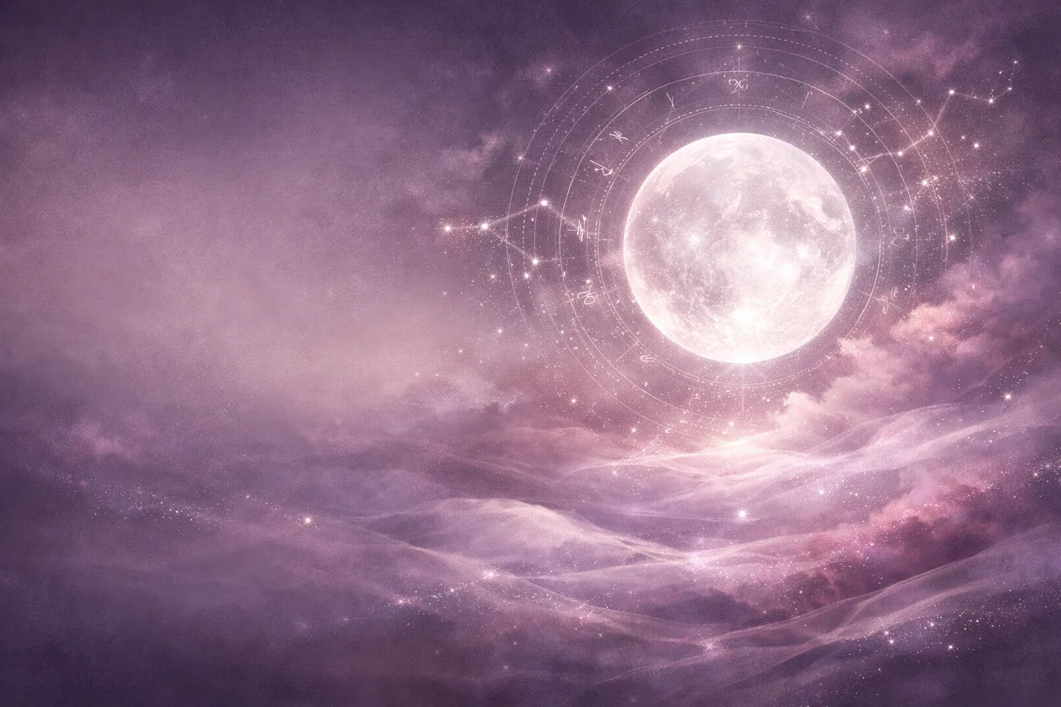 보라색 안개와 달빛이 어우러진 사주 상담 메인 비주얼