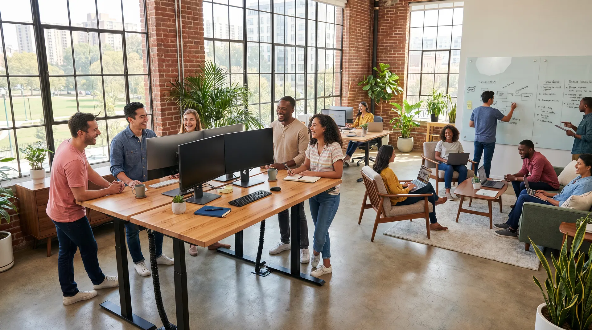 Conexa team collaborating in modern office