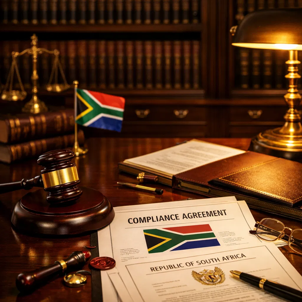 South African legal compliance documents and gavel