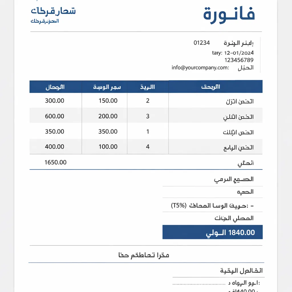 قالب فاتورة تجارية احترافية
