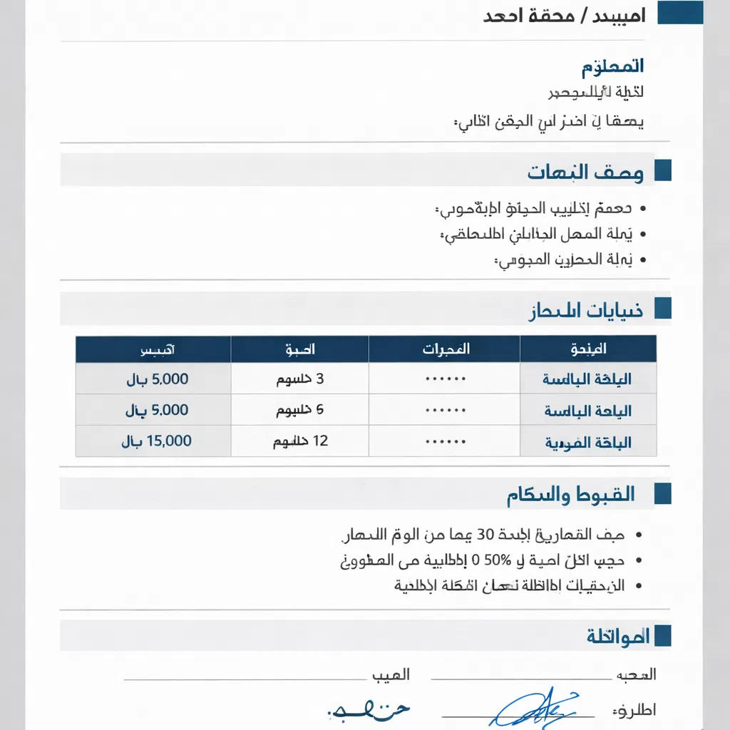 عقد عمل باللغة العربية