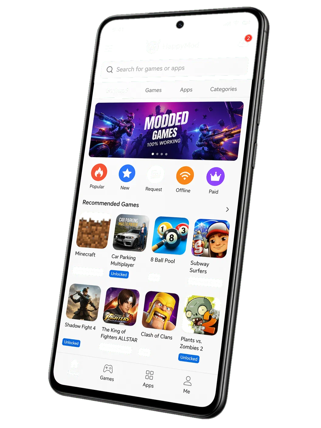 HappyMod App Interface on Android Phone